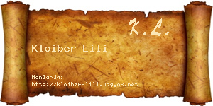 Kloiber Lili névjegykártya